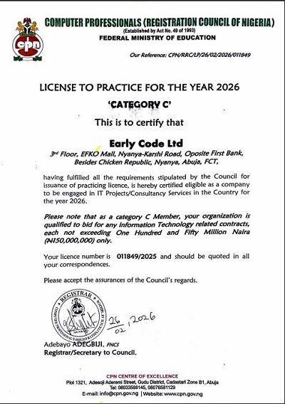 Early Code Institute CPN Licence Document